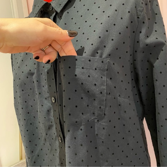Banana Republic Oversized Shirt, Velvet Dots/Black, Untucked Fit, Unisex Style L - Picture 2 of 12